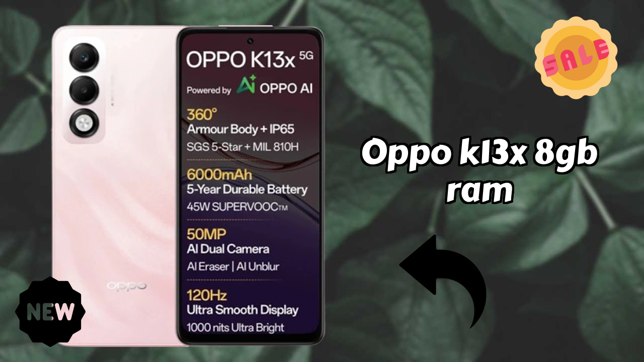 OPPO K13x 8GB RAM Display Size: 6.67 Inches (16.94 Cm) Screen Quality